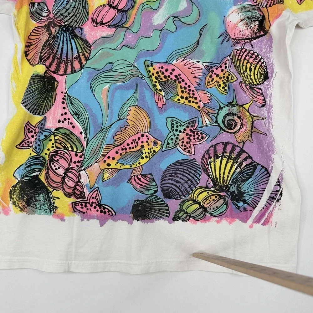 Vintage 90's‎ Freeze Tag Tropical Fish Coral AOP All Over Print T Shirt one size